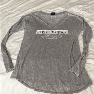 Harley-Davidson Gray Long Sleeve Relaxed T-Shirt